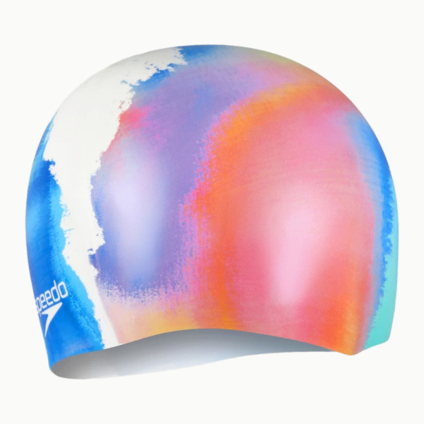 Шапочка для плавания Speedo Digital Printed (белый/голубой/оранжевый)